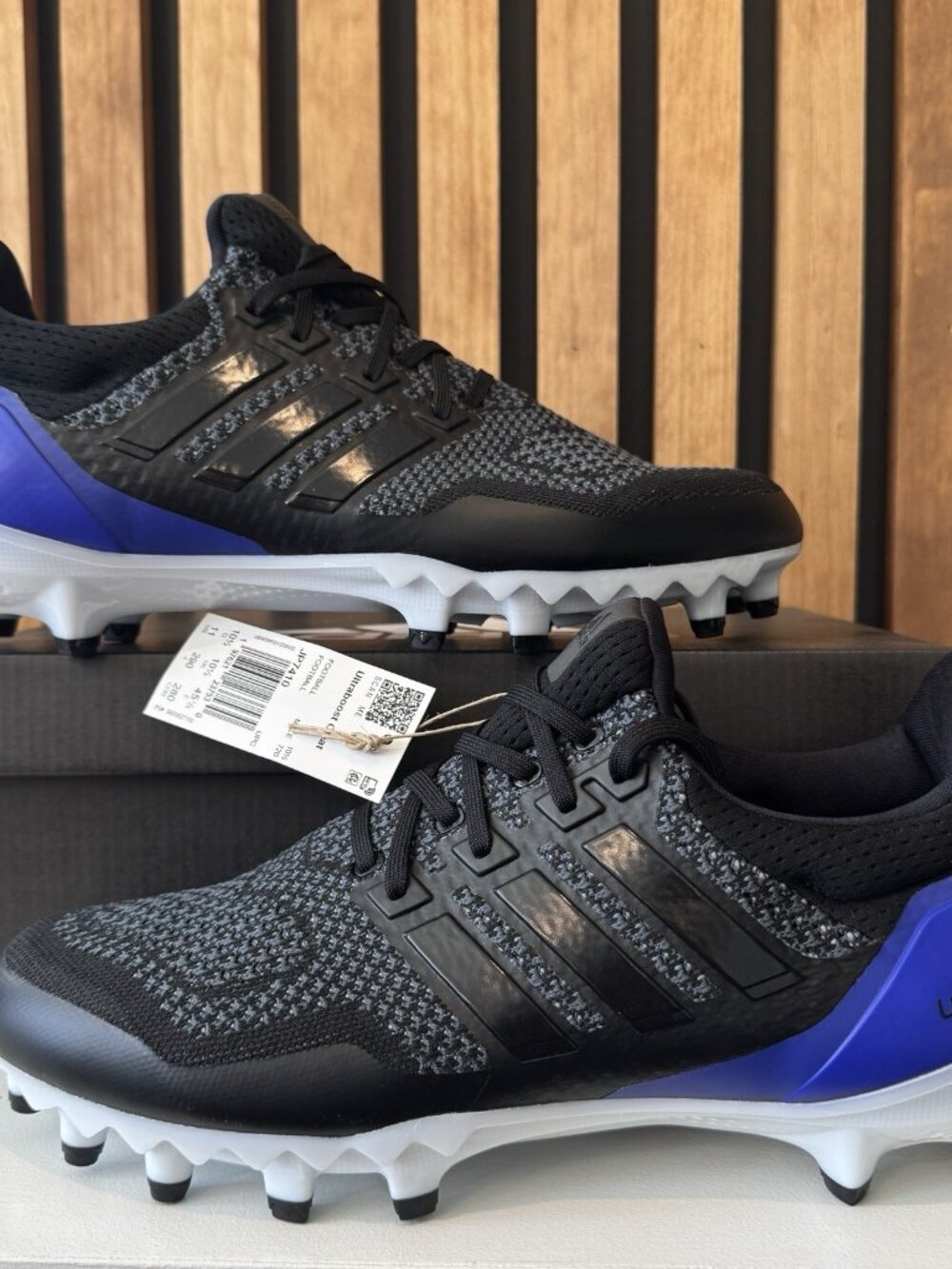 SIZE 11.5 Mens - adidas Ultra Boost OG Football Cleats Black Blue Purple JP7410